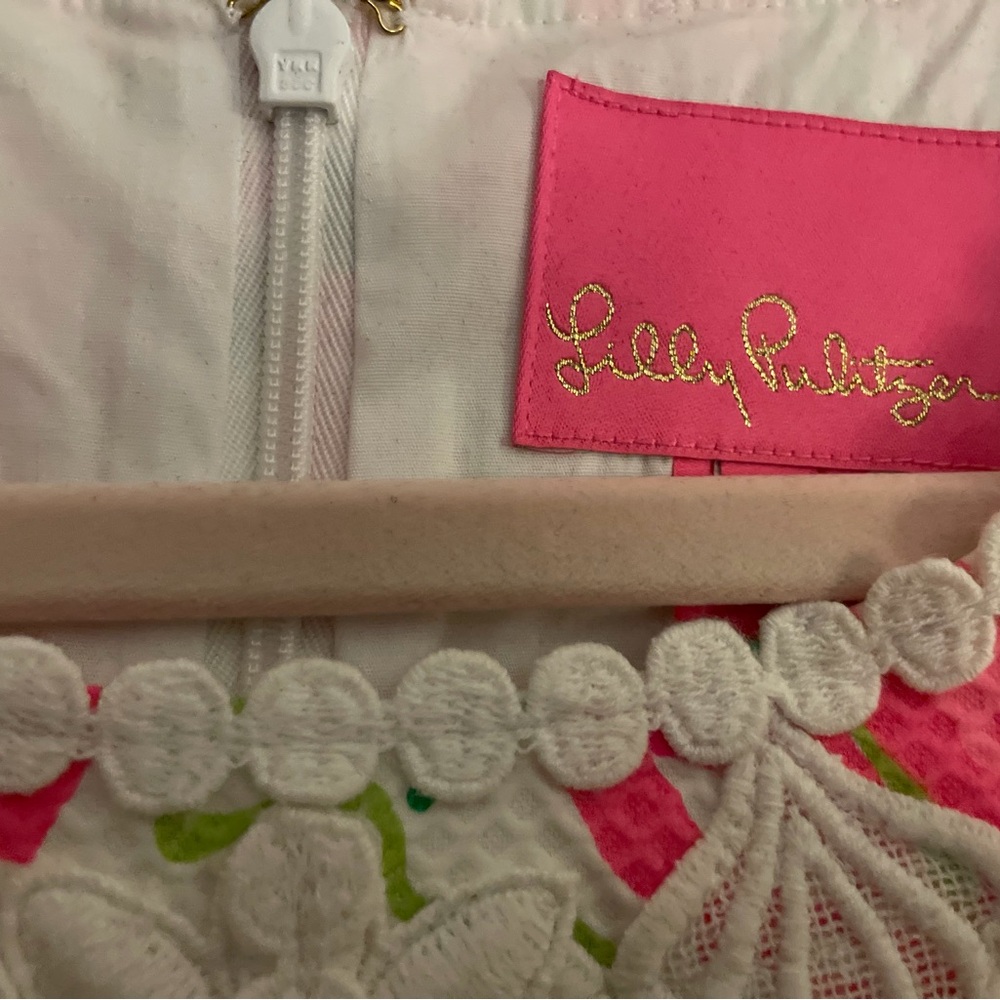 Lilly Pulitzer Pink Floral Mini Dress with Green Accents Kentucky Derby Ready - Picture 6 of 11